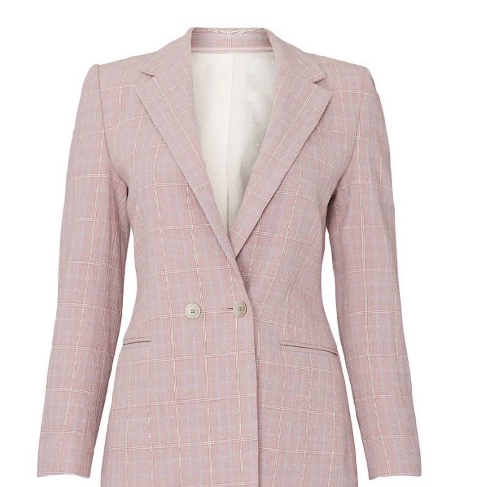 Rebecca Taylor Tailored Pink Plaid Double-Button Blazer